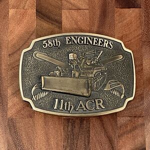 U.S. Army Belt Buckle 11th Armored Cavalry Regiment 58th Engineers Brass USA